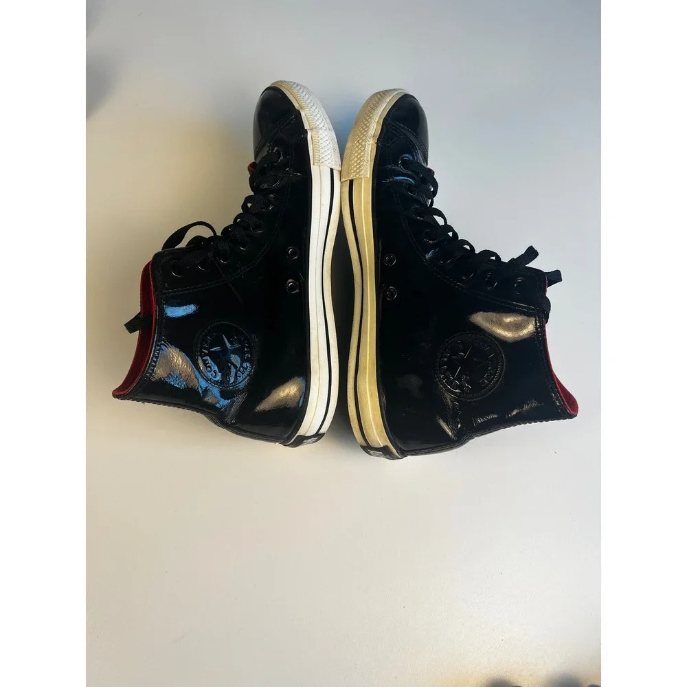 Converse All Star High‎ Top Black Patent Leather Sneakers Sz M 10 W 12